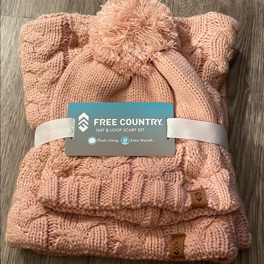 Free Country Blush Knit Hat and Scarf Set